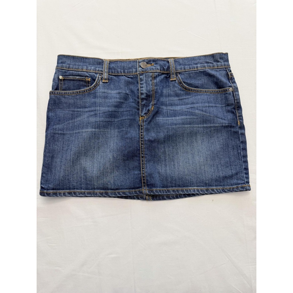 Else Skirt Womens W 28 Blue Denim Mini Straight Stretch Casual Pockets Short